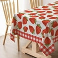 thumbnail image 3 of Strawberry Tablecloth Spring Summer Fruit Birthday Baby Shower Party Decoration Buffalo Plaid Check Kitchen Dining Room Home Decor-60×84inch, 3 of 5