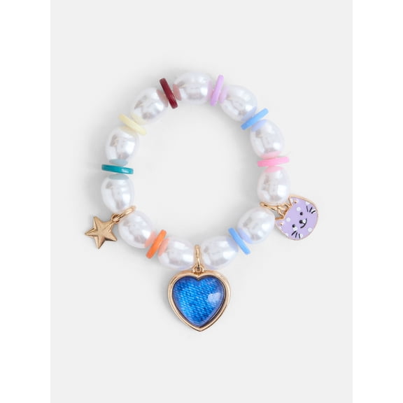 Wonder Nation Girls 1 Piece Multi Pearl Charm Bracelet