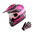 thumbnail image 1 of 1Storm Adult Motocross Helmet BMX MX ATV Dirt Bike Downhill Mountain Bike Helmet Flying Style H819-5; Flying Pink + Goggles + Skeleton Pink Glove Bundle, 1 of 9