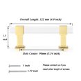 thumbnail image 3 of knobelite 3-1/2 Inch Hole Center Cabinet Pulls 10 Pack, Square Drawer Pulls with Gold Zinc Alloy Base and Clear Arcylic Tube, Kitchen and Badroom Cabinet Handles, 3 of 5