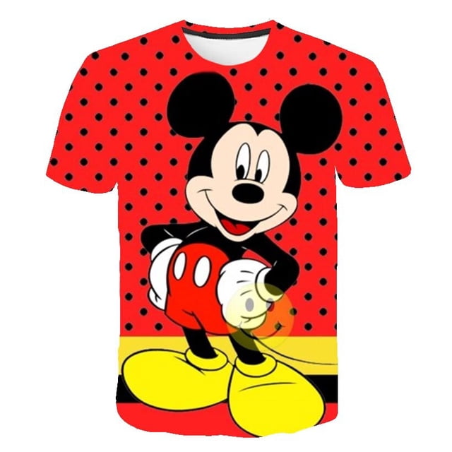 Camisetas de Mickey Mouse 1-14 Y Regalos de cumpleaños Camisetas Verano Moda Camisetas de manga corta Camisetas Serie de Disney Dibujos animados Casual T Shirt6M Gao Jinjia LED