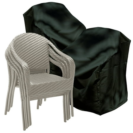 Set of 2 Backyard Basics Waterproof Black Outdoor Patio Stackable Chair