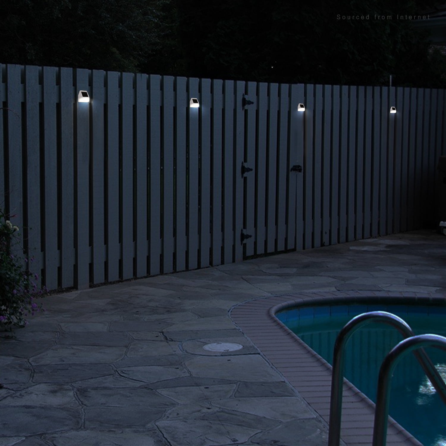 24 Pack Solar Deck Lights, Dusk-to-Dawn LED Fence Lights, White