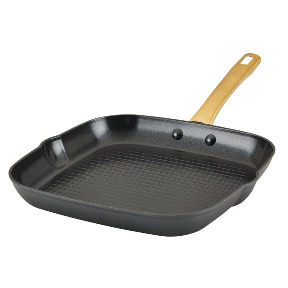 Farberware Forged Induction 11 Inch Ceramic Nonstick Square Grill Pan, Dishwasher Safe and Oven Safe to 500°F, Black