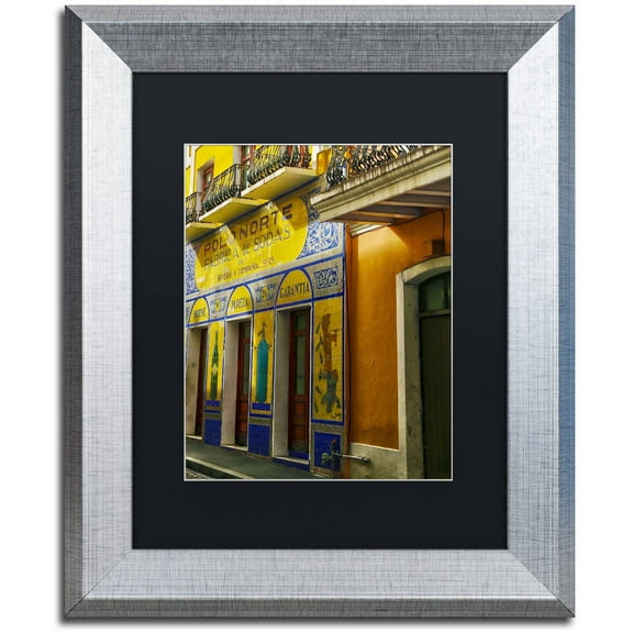 Trademark Fine Art "Old San Juan 4" Canvas Art by CATeyes, Black Matte, Silver Frame