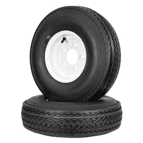 WOLF PACK Trailer Tires On Rims 570-8 5.70-8 5 Lug on 4.5" White Wheel 6PLY, Set of Two