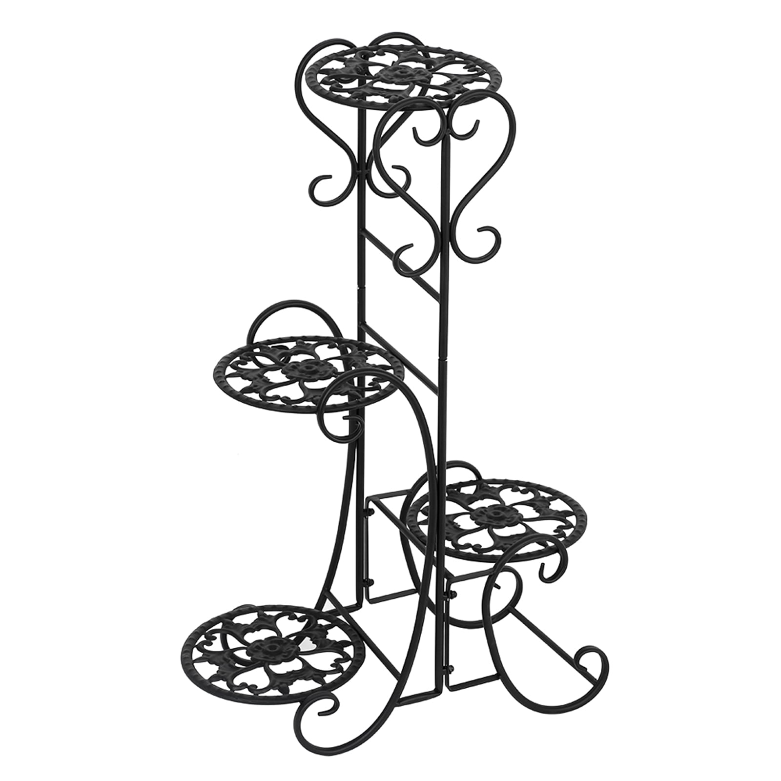 Artisasset 4 Potted Square Flower Metal Shelves Plant Pot Stand for Indoor Outdoor Garden Black