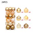 thumbnail image 3 of Inteprter Paquete de 24 bolas de Navidad, decoración de árboles, adornos de plástico reutilizables para exteriores, colgante decorativo para habitación Kits de decoración para fiestas Oro Tipo 2 Inteprter HA065168-10B, 3 of 6