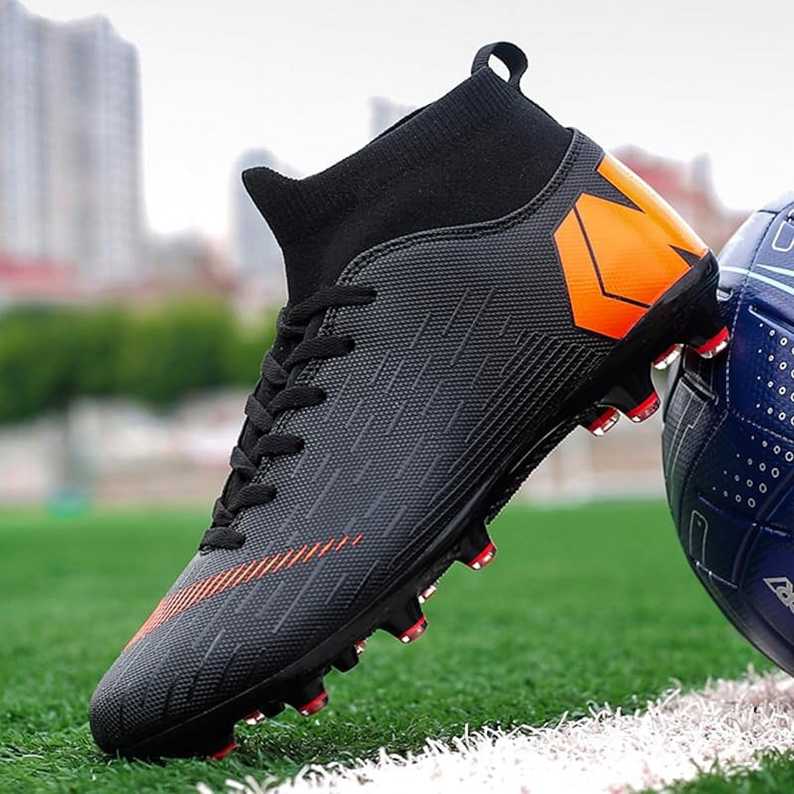 Men s Soccer Shoes High Tops Lace Up Non Slip Spikes Indoor Football Futsal TF Turf Cleats Walmart