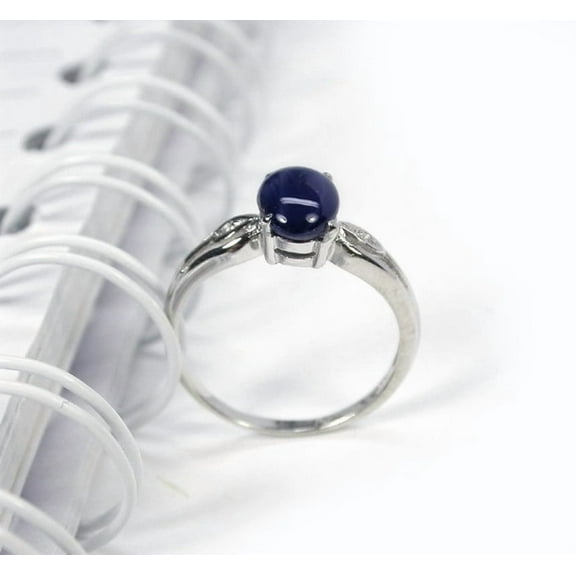 925 Sterling Silver Elegant 3.2 Carat Blue Star Sapphire Ring Stunning Star Effect, Perfect for Wedding, Engagement, or Special Occasion Jewelry Silver 3