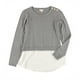 thumbnail image 1 of maison Jules suéter 2-fer para mujer, gris, grande Maison Jules Pull-over, 1 of 2