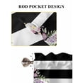 thumbnail image 6 of Pink Flowers Bathroom Window Curtain, Spring Floral Watercolor Botanical Farmhouse Striped Light Filtering Coffee Kitchen Curtains, Bedroom Living Room Curtains 2 Panel 84"x45", 6 of 6