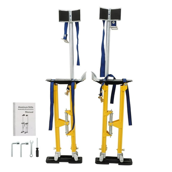 munirater Adjustable Drywall Stilts 24-40 Inch Aluminum Alloy Stilts for Painting or Cleaning Yellow