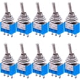 thumbnail image 1 of 10Pcs SPDT Mini Toggle Switch 3-Pin 2 Position ON/ON Miniature Toggle Switch 6A 125V AC Toggle Switch -102, 1 of 5