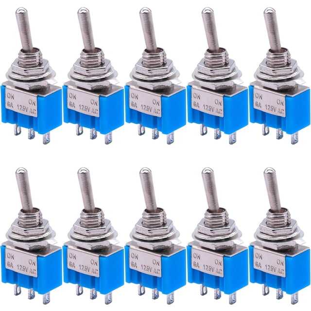 10Pcs SPDT Mini Toggle Switch 3-Pin 2 Position ON/ON Miniature Toggle Switch 6A 125V AC Toggle Switch -102