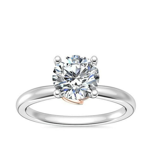 1.00 T.C.W Round Shape Real Diamond Sparkle Solitaire Engagement Ring for Women Solid 14K White Gold Size 7