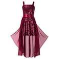 thumbnail image 2 of DPOIS Girls Sparkle Glitter Sequins Birthday Party Dress Sleeveless Chiffon Overlay Dance Gown Burgundy 8, 2 of 6