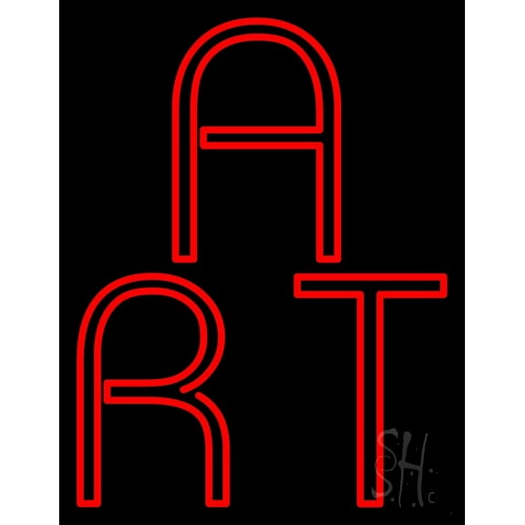 Red Double Stroke Art LED Neon Sign 19 x 15 - inches, Black Square Cut Acrylic Backing, with Dimmer - Bright and Premium built indoor LED Neon Sign for art gallery, and exhibition.