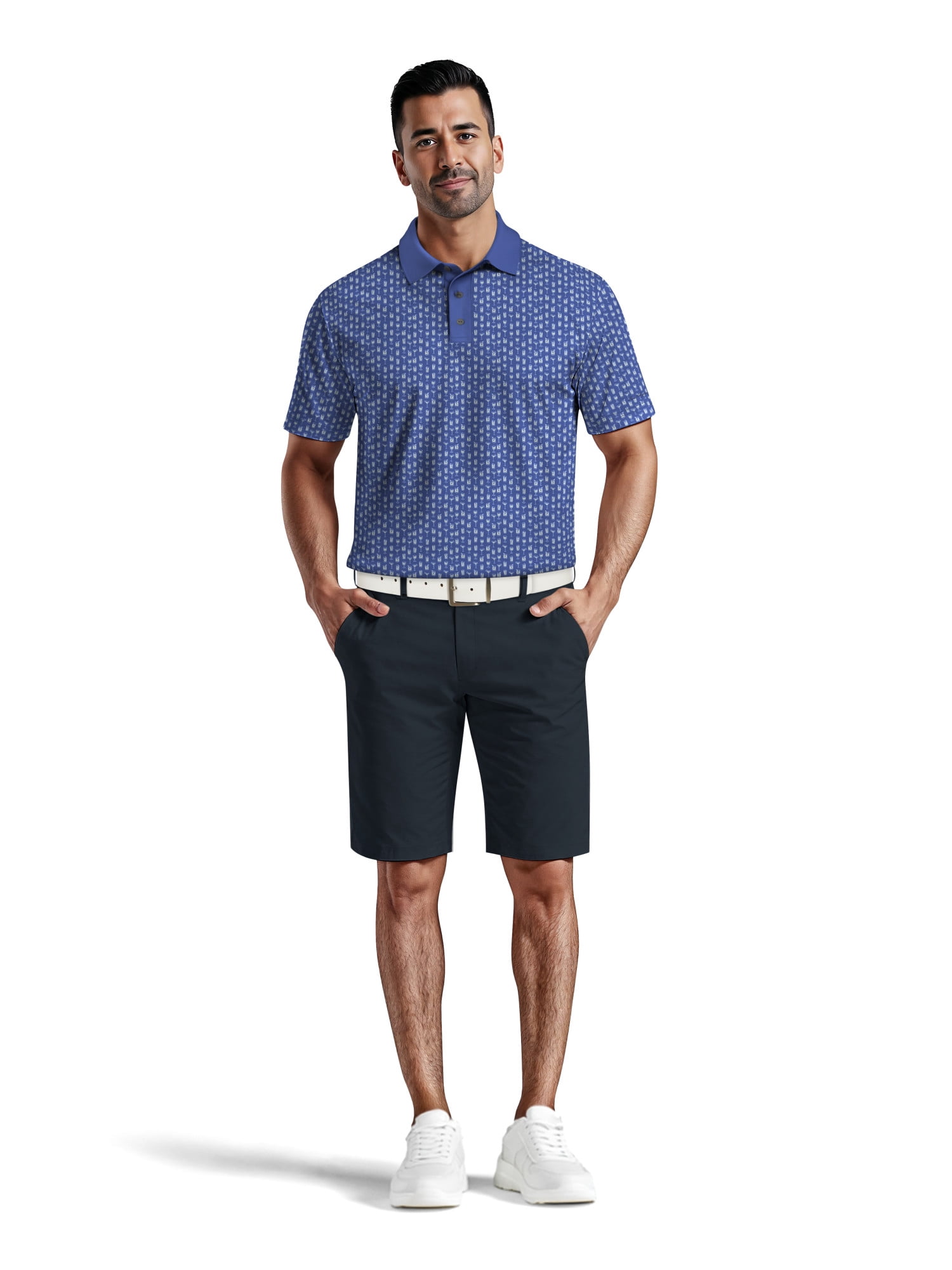 Ben Hogan Men's & Big Men's Performance Drink Printed Short Sleeve Polo Shirt, up to 5XL