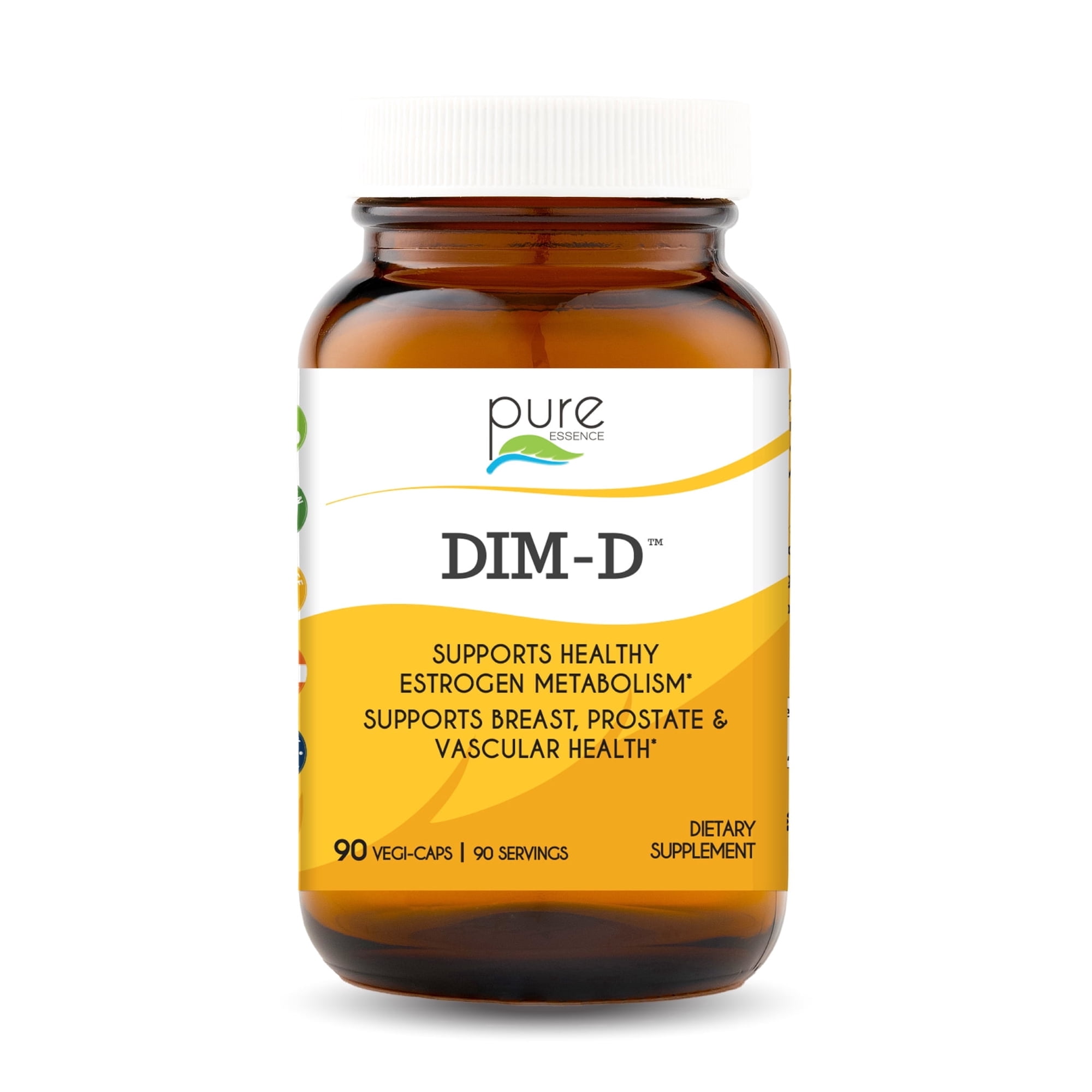 Pure Essence Labs - DIM-D, Hormone Balance & Estrogen Metabolism Support with DIM & Vitamin D3 - 90 Vegetarian Capsules