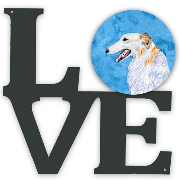 Blue Borzoi Metal Wall Artwork LOVE