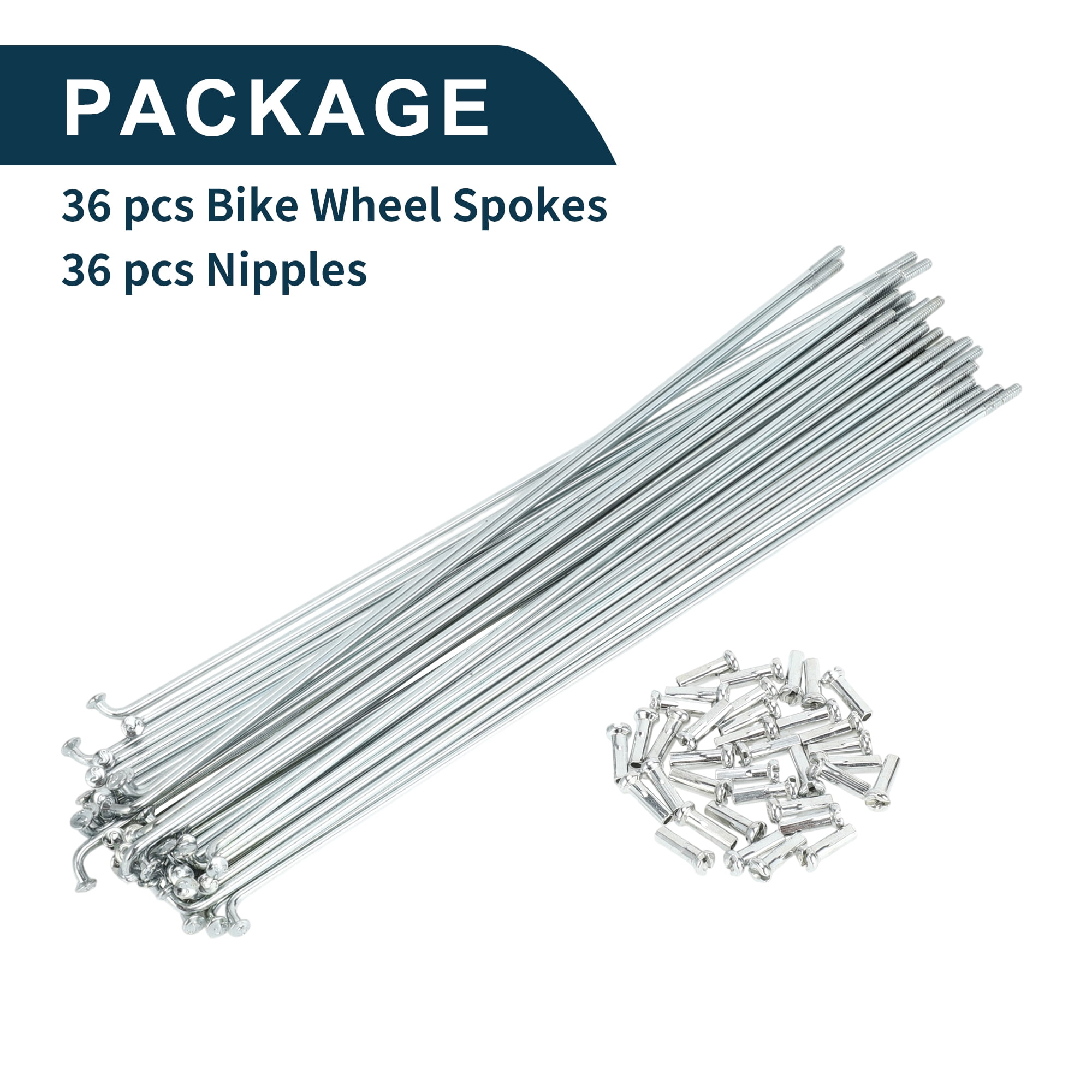 Unique Bargains 36Pcs 14G Carbon Steel Galvanized Bicycle Spokes with Nipples Silver 6.97"