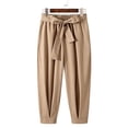 thumbnail image 7 of QIYAGBSA Men's Tie Waist Harem Pants Relaxed Drop Crotch Tapered Leg Casual Trousers with Side Pockets Streetwear Style (Khaki, 2XL), 7 of 7