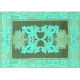thumbnail image 1 of Ahgly Company Machine Washable Indoor Rectangle Abstract Turquoise Blue Modern Area Rugs, 4' x 6', 1 of 4