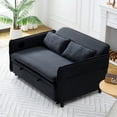 thumbnail image 5 of Modern  Striped Sofa Bed with Pull-Out Feature and Adjustable Backrest Comfy for Daily Use, Black, 5 of 16