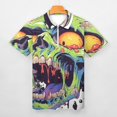 thumbnail image 3 of Psychedelic Zombie Skull Print Men Zipper T-shirt Summer Casual Short Sleeve T-shirt Top, 3 of 7