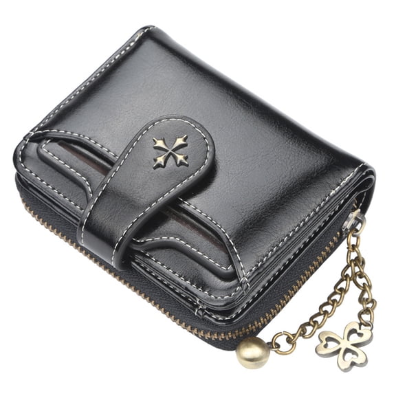 husxh Bifold Credit Card Holder with Zipper Card Case Purse Pu Leather Clutch Wallets with Id Window for Women