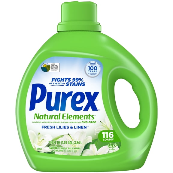 Purex Natural Elements Liquid Detergent, Fresh Lilies & Linen, 130 fl oz, 116 loads