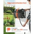 thumbnail image 2 of VEVOR Wall Mounted Garden Hose Reel, Holds 200 ft 5/8-inch Manual Water Hose Winder, Heavy-Duty Steel, Outdoor Reel with Brass Fitting & 5ft Leader Hose, Space Saving, for Yard Lawn Garage, 2 of 9