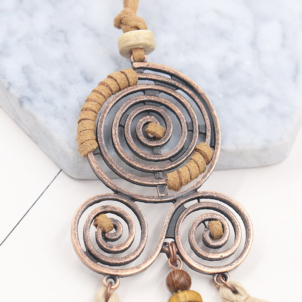 Bohemia Women Spiral Tassel Pendant Long Chain Necklace Sweater Jewelry Gift