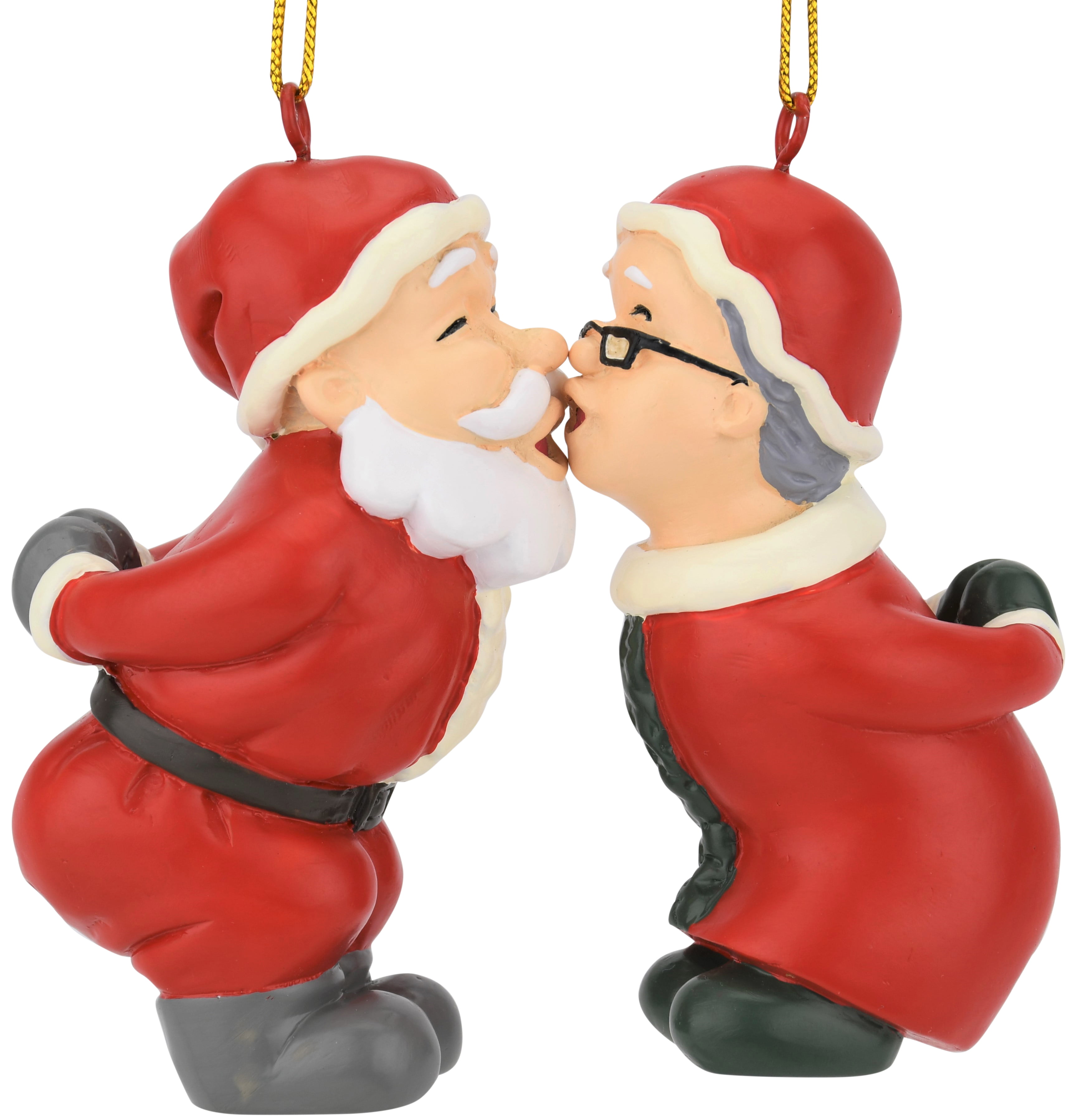 Tree Buddees Cute Kissing Claus' Magnetic Set of 2 Christmas Ornaments