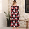 thumbnail image 4 of Women's Christmas Printed Fashionable Loose Round-Neck Dress, Holiday Print, Casual Wear, Retro Style, Comfort Fit, Everyday Dress, Festive,Deep Red,2XL, 4 of 5