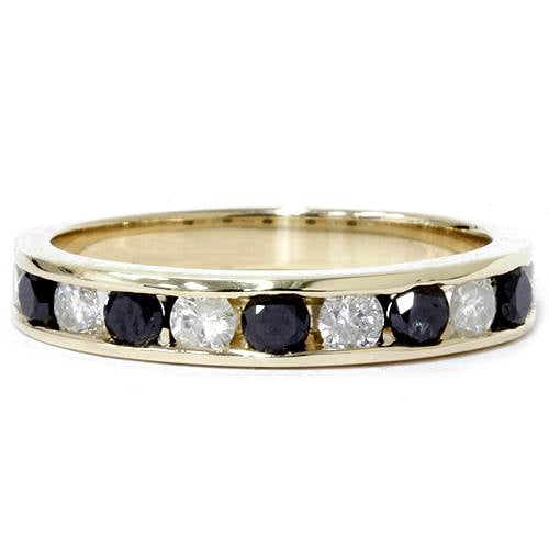 Pompeii 1ct Black & White Diamond Wedding 14K Gold Ring New (G/H,I1)