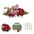 thumbnail image 3 of Unique Bargains 1 Pc Women's Styling Simulated Flowers Side Comb for Parties Red Polyester Fabric Iron, 3 of 4