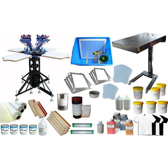 Techtongda 4 Color Screen Printing Press Kit Machine Equipment Silk Screen Printing Kit #006964