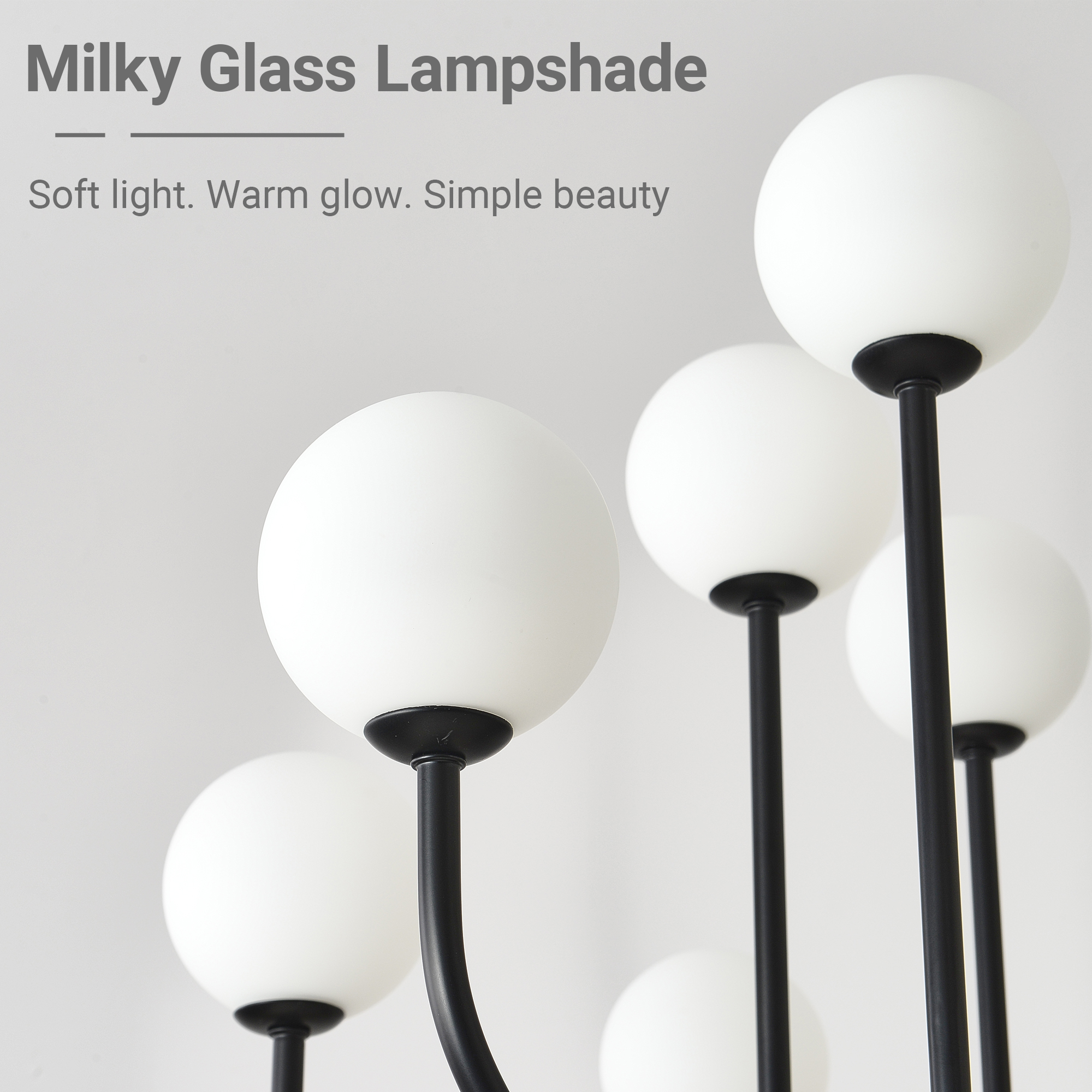 Black Sputnik Chandelier, 16 Lights Modern Chandelier for Dining Room Mid Century Chandelier Large 36” Ceiling Pendant Light Fixtures with Milk Glass Globe Shades for Foyer Living Room Kitchen Island