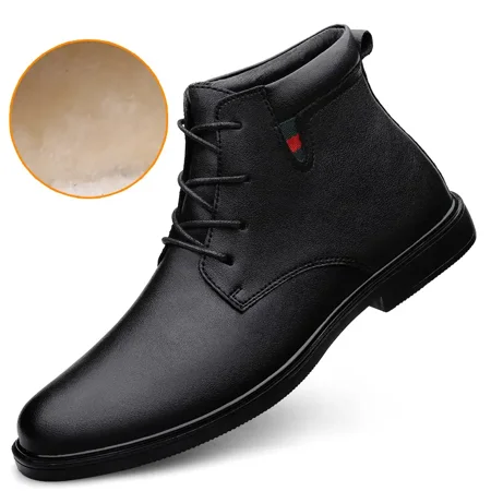 

New Men‘s Genuine Leather Warm Fleece Comfortable Ankle Boots Casual Lightweight Shoes