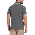 thumbnail image 3 of INSPIRE CHIC Men's Contrast Trim Short Sleeve Three-Button Closure Knitted Polo Shirts S Dark Gray, 3 of 5