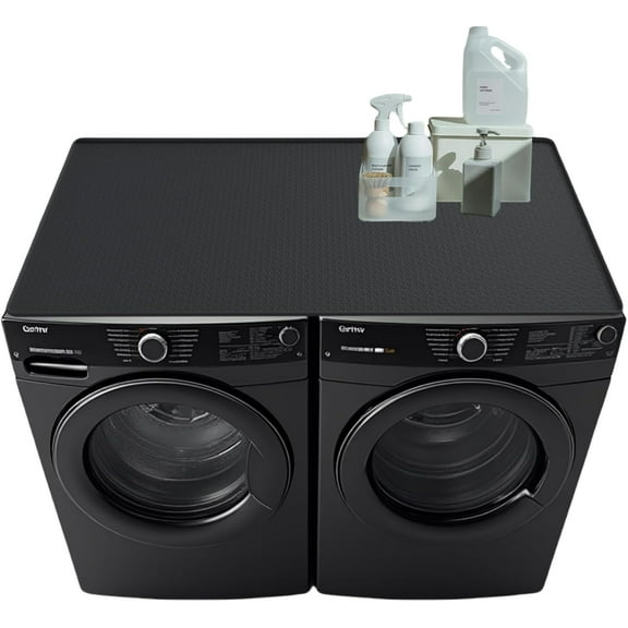 54'' x 27.5'' Washer and Dryer Covers for the Top, Silicone Washing Machine Cover, Dryer Top Protector Mat, Washer Dryer Countertop, Perfect for Laundry Room, Home Use, Black (black, 54'' x 27.5'')