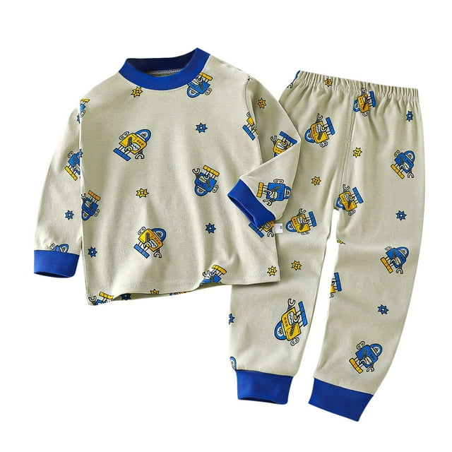 Ensemble de sous-Vêtements Thermiques pour Garçons Hiver 2025 Manches Longues Col Rond Pyjamas Bleus