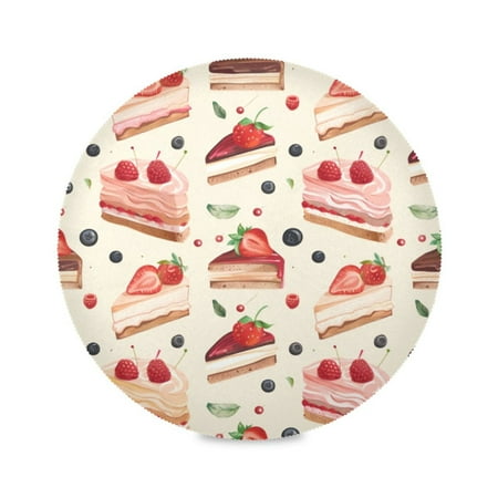 

Round Plate Mat 15.4x15.4 Inchesx4 Placemat Table Mat Kitchen Mat Coffee Mat Fabric Thick Strong Wear-Resistant Heat Resistance Pink Cake