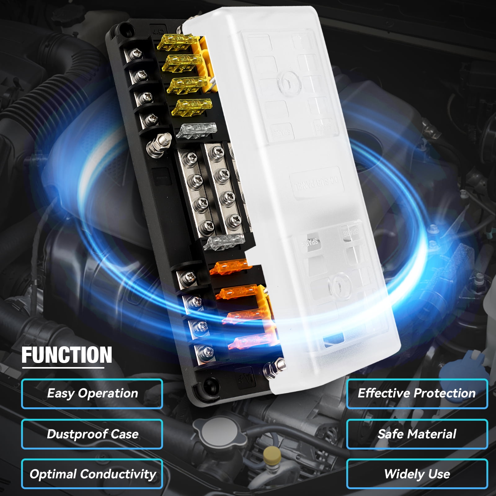 OEMASSIVE Fuse Box 16-Way Blade Block Cover Holder RV 12V 32V Auto Marine Car Waterproof