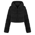 thumbnail image 5 of Winter Warm Coats for Women, Ladies Solid Color Coats Faux Coat Furry Faux Jacket Long Sleeve Outerwear Black M, 5 of 8