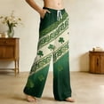 thumbnail image 3 of Fgvctg Womens Pajama Pants St. Patrick's Day Lucky Sleepwear Wide Leg Pajama Shamrock Clover Graphic High Waisted Pj Pant Lightweight Spring Drawstring Lounge Pants with Pockets Army Green M, 3 of 6