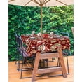 thumbnail image 3 of Fsddascl Red Christmas Outdoor Tablecloth - 54x80 Inch Rectangle Dining Table Cover, Elk Xmas Tree Wreath Balls Bell Waterproof Outdoor Table Cloth with Umbrella Hole & Zipper for Picnic/Patio/Party, 3 of 7