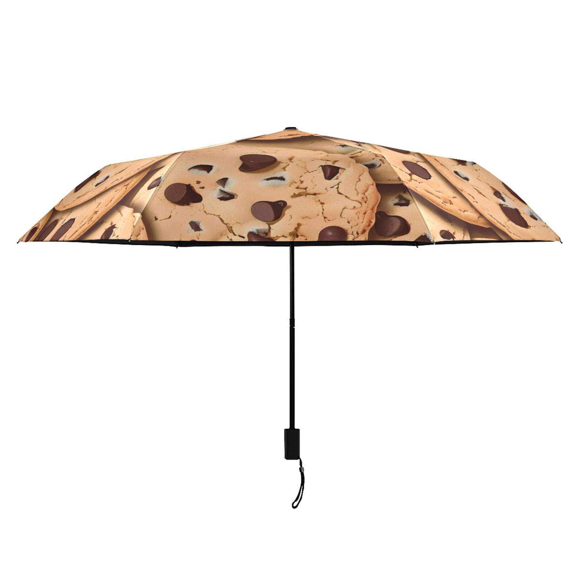 Chocolate Chip Cookies Compact Sun Umbrella Windproof Travel Umbrellas for Rain Strong Portable UV Protection